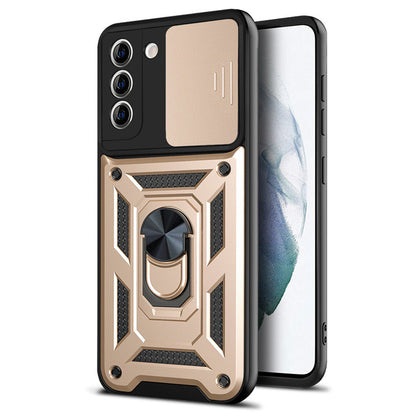 Magnetic Armor Bracket Phone Case with Push-Window Camera Cover – Full Protection with Stand Function