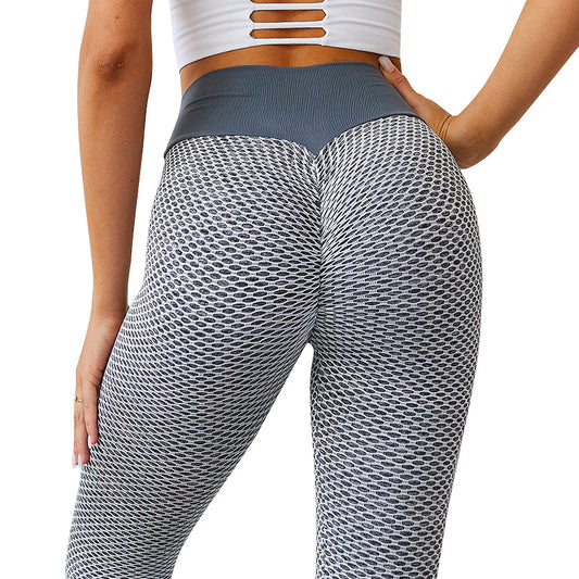 Jacquard Honeycomb Peach Hip Yoga Pants – Sculpt, Lift & Move in Comfort