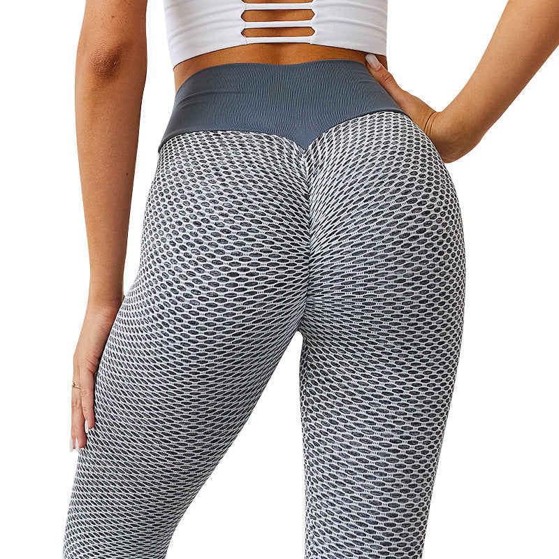 Jacquard Honeycomb Peach Hip Yoga Pants – Sculpt, Lift & Move in Comfort