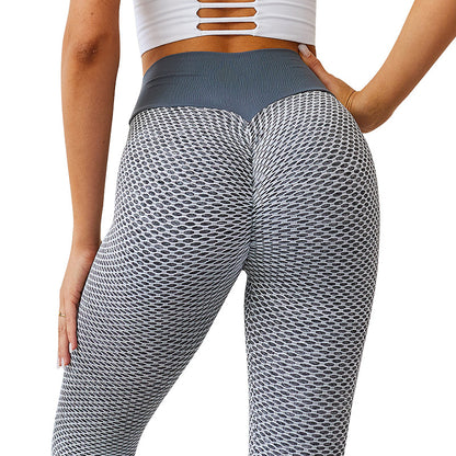 Jacquard Honeycomb Peach Hip Yoga Pants – Sculpt, Lift & Move in Comfort