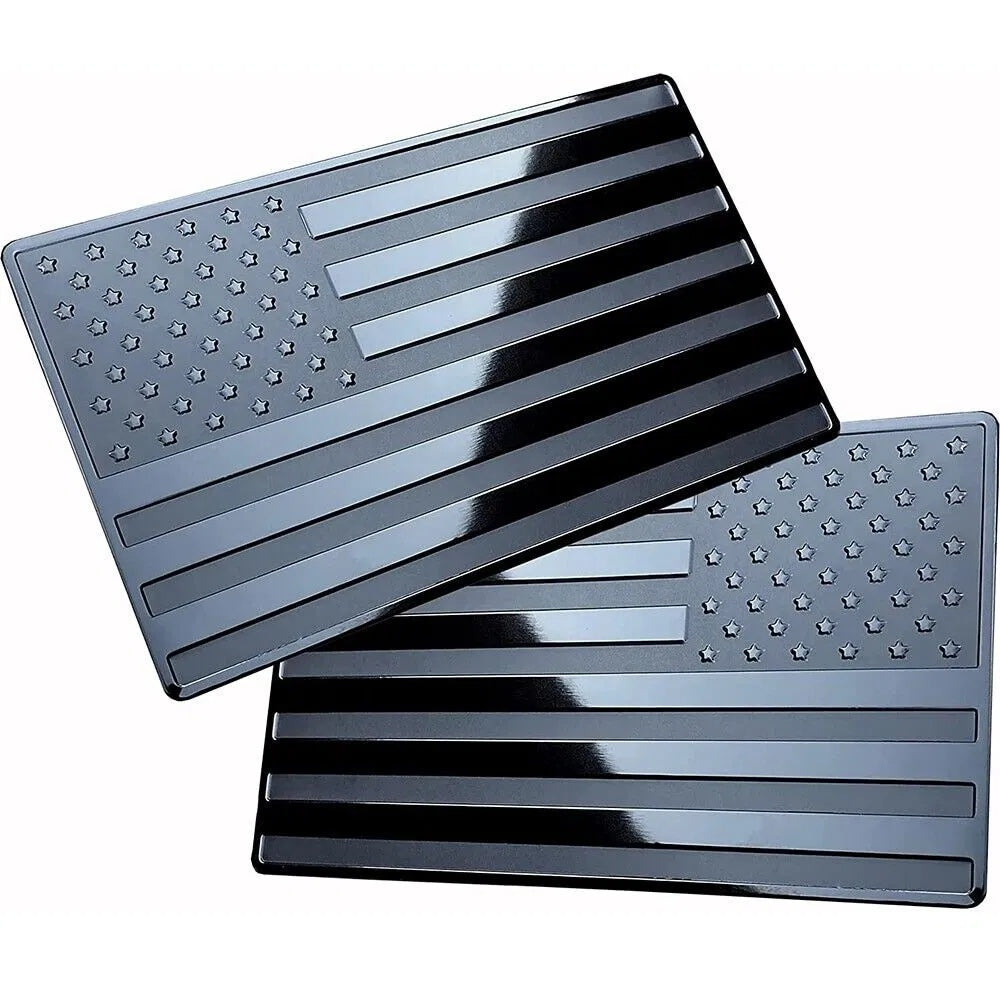 2PCS American Flag Car Emblem – Black Edition