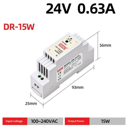AC 220V to DC 5V/12V/24V Rail-Mount Power Supply for Industrial Use