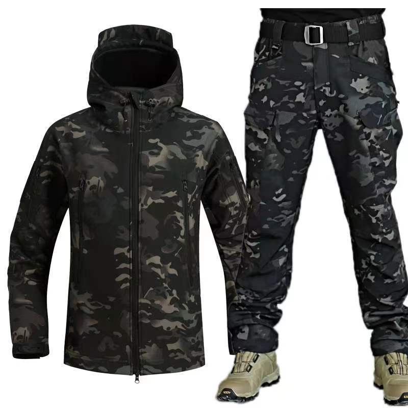 Elite Shark Skin Tactical Thermal Jacket – Camouflage, Windproof & Thickened Outdoor Suit