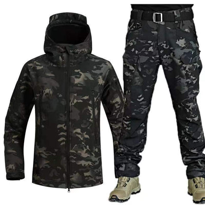 Elite Shark Skin Tactical Thermal Jacket – Camouflage, Windproof & Thickened Outdoor Suit