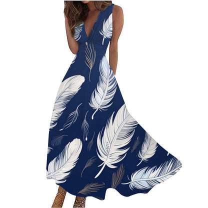 Womens Fashionable Casual V-Neck Sleeveless Dress