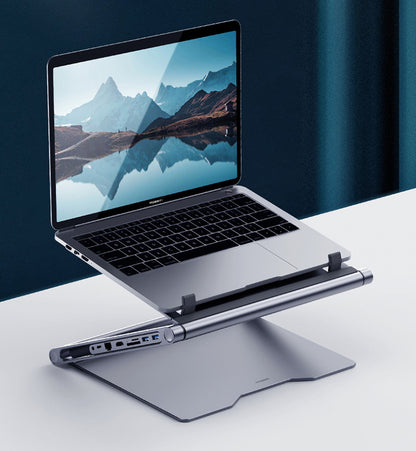 All-in-One Laptop Stand & 8-Port Docking Hub for Workstations