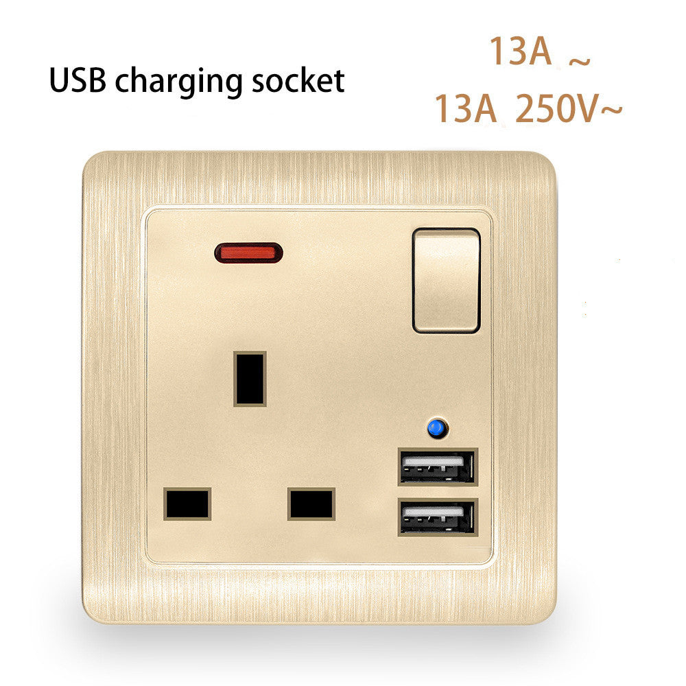 British Standard 3-Pin USB Wall Socket Panel – Dual USB Fast Charging Power Outlet
