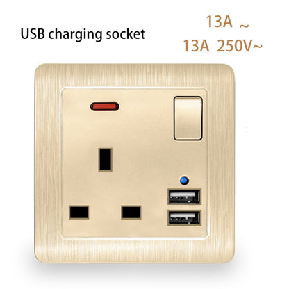 British Standard 3-Pin USB Wall Socket Panel – Dual USB Fast Charging Power Outlet