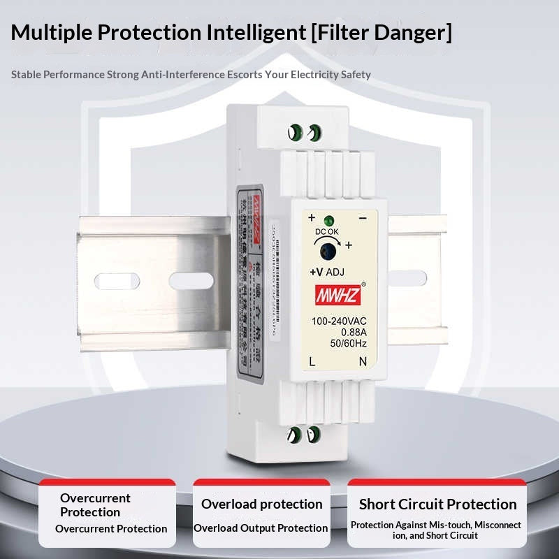 AC 220V to DC 5V/12V/24V Rail-Mount Power Supply for Industrial Use