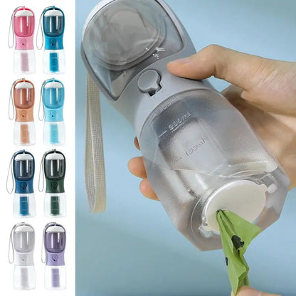 3-in-1 Portable Dog Water Cup – Food Container & Garbage Bag Dispenser