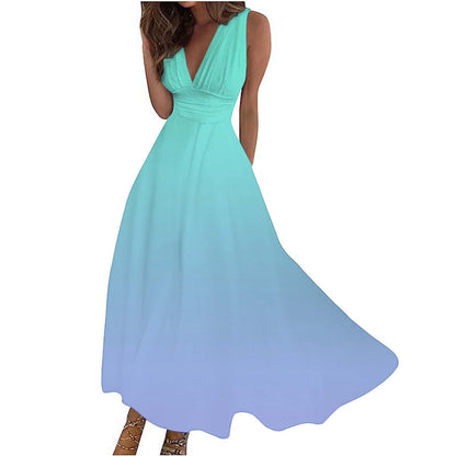 Womens Fashionable Casual V-Neck Sleeveless Dress