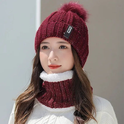 Women’s Winter Knit Beanie & Scarf Set – Warm Cozy Skull Cap for Cold Weather