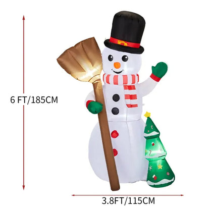 6.2FT Lighted Inflatable Snowman Holding Groom – Funny Christmas Blow-Up Yard Decoration with LED Lights