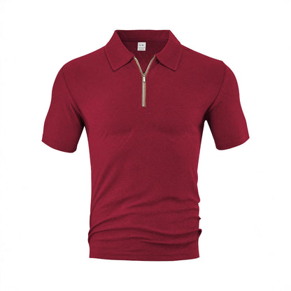 Men’s Casual Loose Short Sleeve Shirt with Front Zipper – Modern Streetwear Style