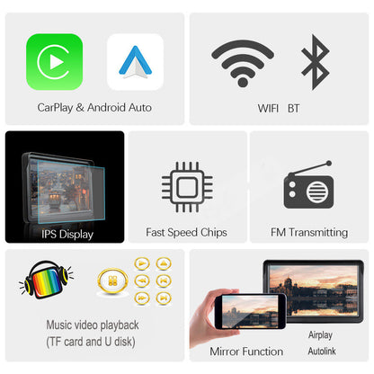 Universal 7" Car Smart Screen – Wireless Navigation, CarPlay & Android Auto