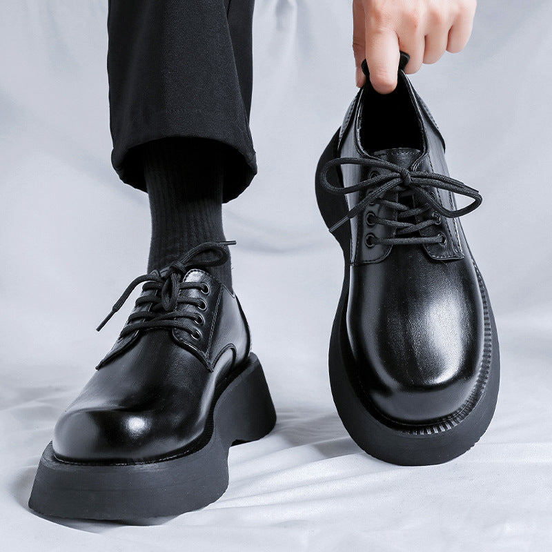 Men’s Large-Head Leather Shoes – Light Luxury Business & Casual Sports Style