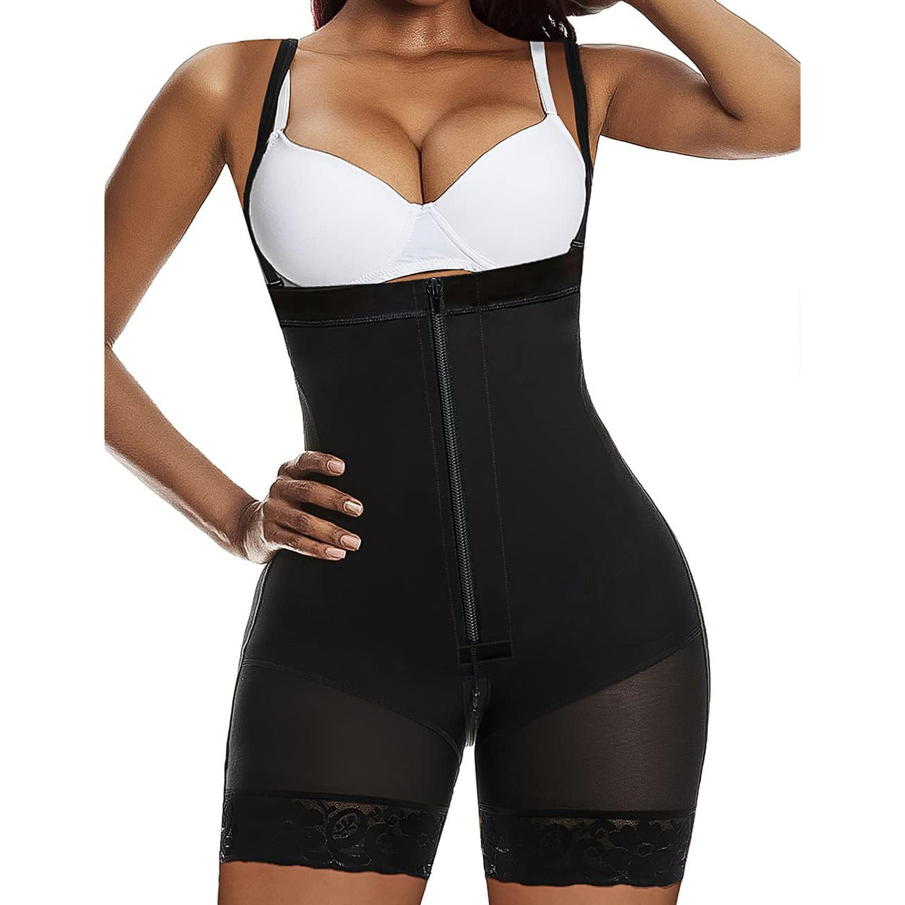 Spaghetti-strap One-piece Shapewear Bodysuit For Tummy Control