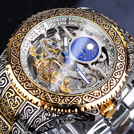 Forsining Skeleton Carved Tourbillon-Style Mechanical Watch – Luxury Men’s Automatic Wristwatch