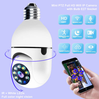 SmartBulb Guard 1080P WiFi Camera – E27 5G Security Light with 4X Zoom & Alarm Monitoring