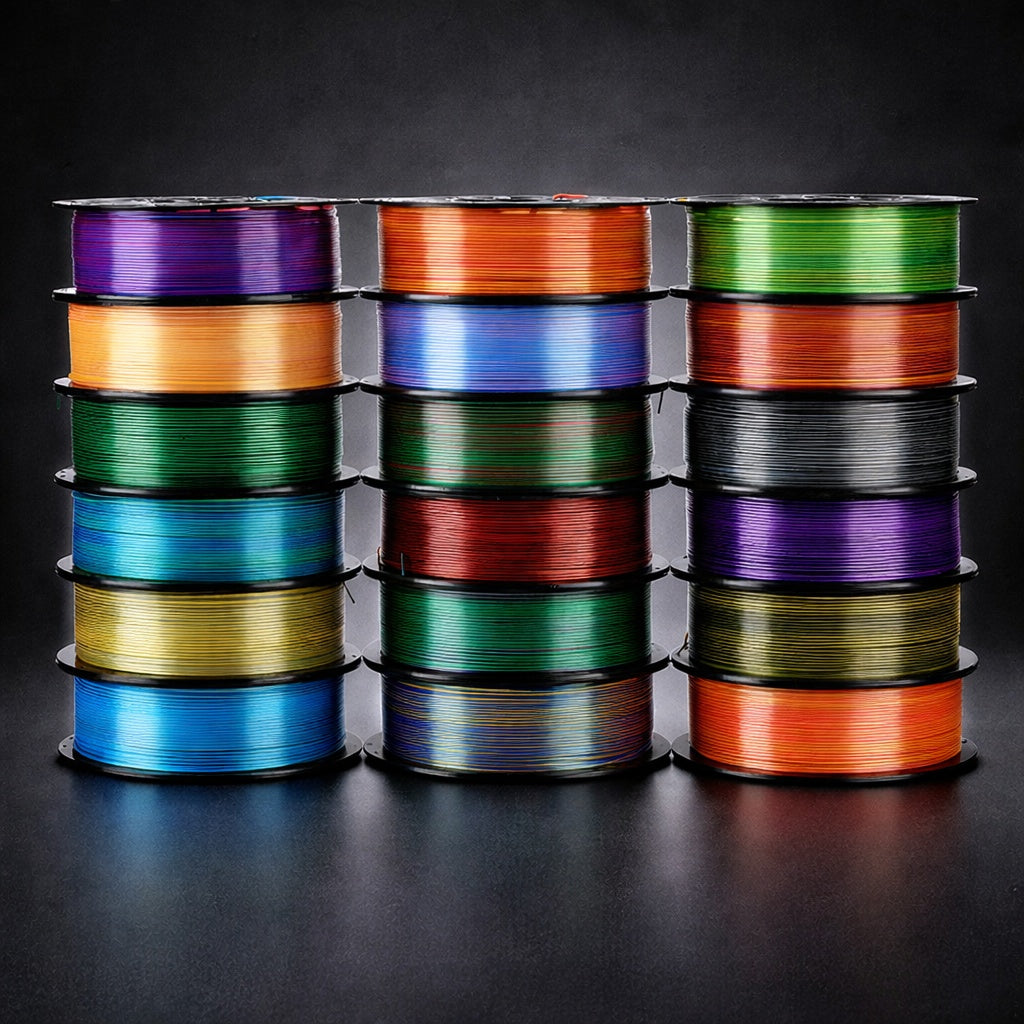 Dual Color Silk PLA Filament Set, 18 Rolls 3D Printer Filament Bundle, Glossy Shiny Finish, Smooth Printing Material