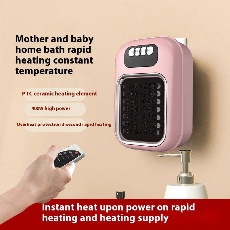 Wall-Mounted Mini Electric Heater – Silent Adjustable Thermostat with Remote Control for Home, Office & Bathroom
