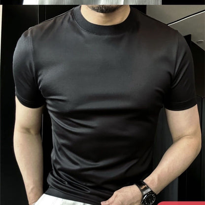 Men’s Ice Silk Soft Breathable Round Neck Short Sleeve T-Shirt – Lightweight Summer Top