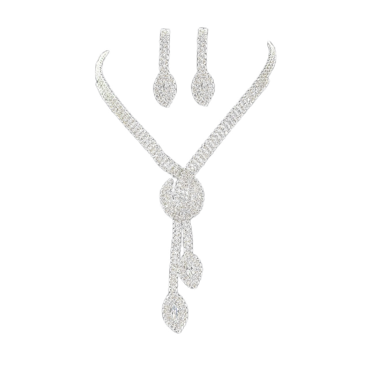 Women’s Luxury Sparkling Full-Diamond Jewelry Set – Shining Necklace & Earrings Two-Piece Collection