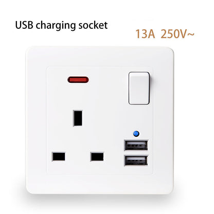 British Standard 3-Pin USB Wall Socket Panel – Dual USB Fast Charging Power Outlet
