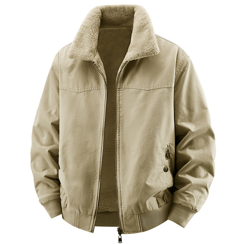 Men’s Double-Sided Fleece-Lined Jacket – Thick Warm Casual Winter Outerwear