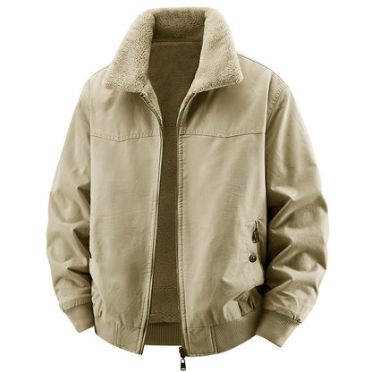 Men’s Double-Sided Fleece-Lined Jacket – Thick Warm Casual Winter Outerwear