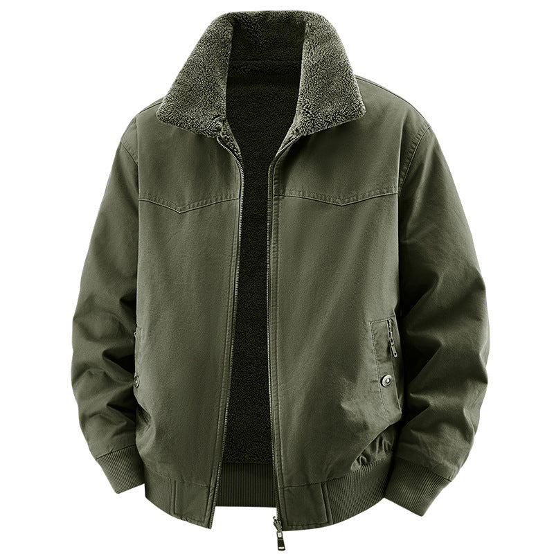 Men’s Double-Sided Fleece-Lined Jacket – Thick Warm Casual Winter Outerwear