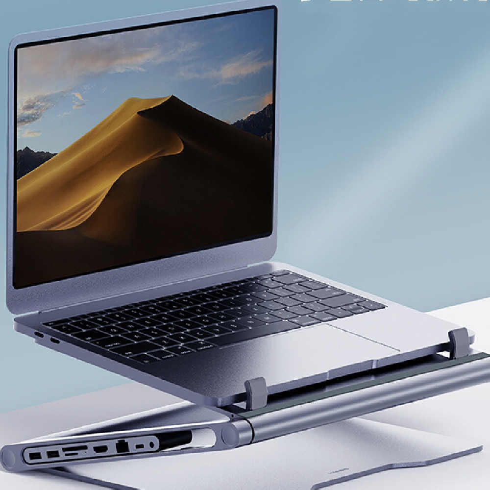 All-in-One Laptop Stand & 8-Port Docking Hub for Workstations