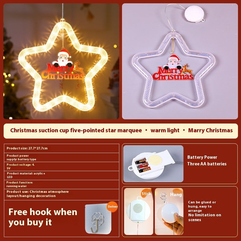 LED Christmas Star Pendant – Holiday Window & Door Hanging Light Decoration