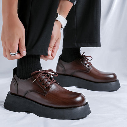 Men’s Large-Head Leather Shoes – Light Luxury Business & Casual Sports Style