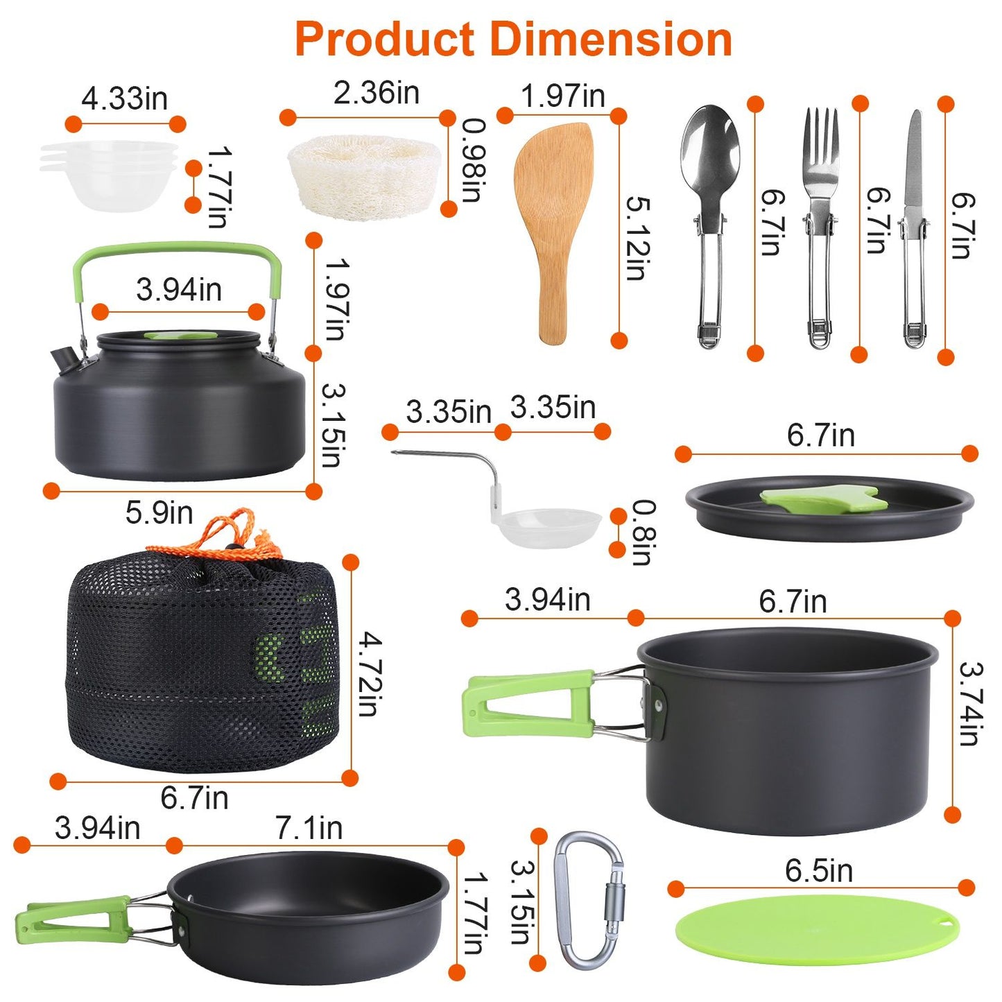 16PCS Camping Cookware Set – Portable Aluminum Pot, Pan & Stove Kit (Pan-European Shipping)