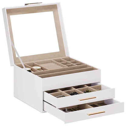 Elegant 3-Layer White Jewelry Box – Premium Storage Organizer 23x20.5x14 cm