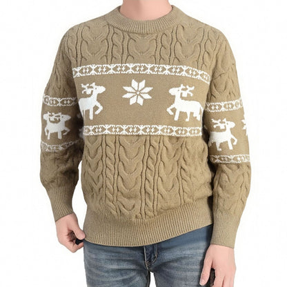 Men’s Round Neck Knitted Sweater Coat – Comfortable Winter Knitwear