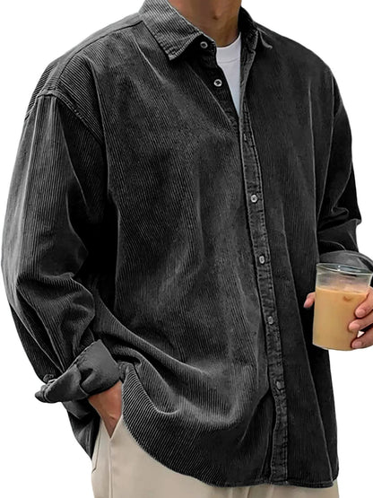 Men’s Casual Loose Thick Shirt Jacket – Autumn & Winter Warm Overshirt Coat