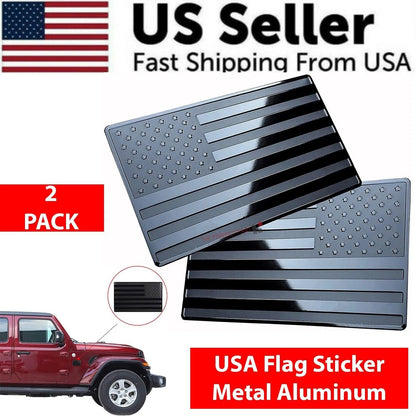 2PCS American Flag Car Emblem – Black Edition