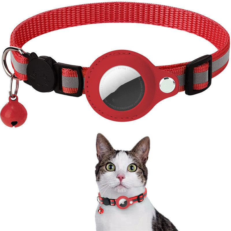 Reflective Waterproof Nylon Collar with AirTag Holder – Smart Pet Tracker for Dogs & Cats