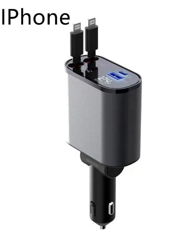 TurboCharge 100W Metal Car Charger – Super Fast USB & Type-C Cigarette Lighter Adapter