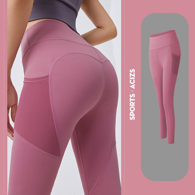 ‍♀️ Women’s Yoga Pants with Pocket – Sporty, Tummy-Controlled Gym Leggings