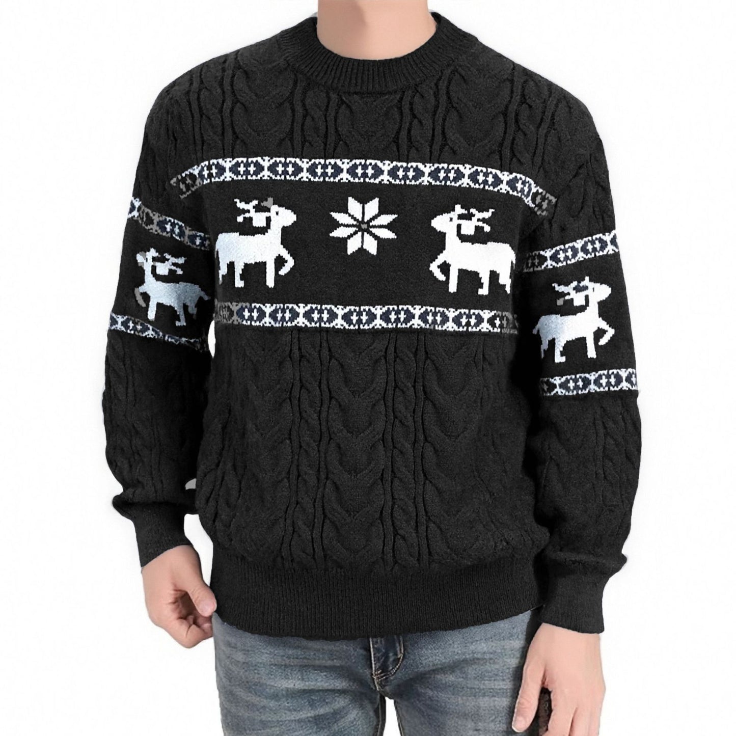 Men’s Round Neck Knitted Sweater Coat – Comfortable Winter Knitwear