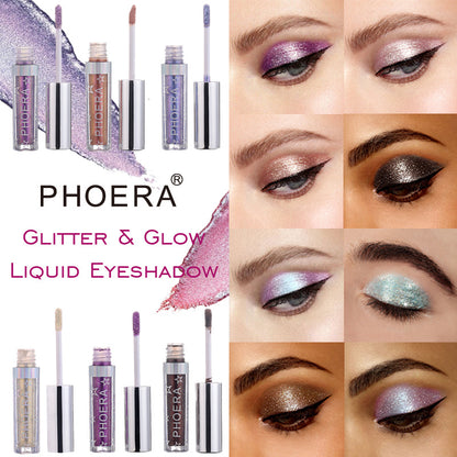 PHOERA Glitter & Glow Liquid Eyeshadow Set – 12 Metallic Shimmer Shades