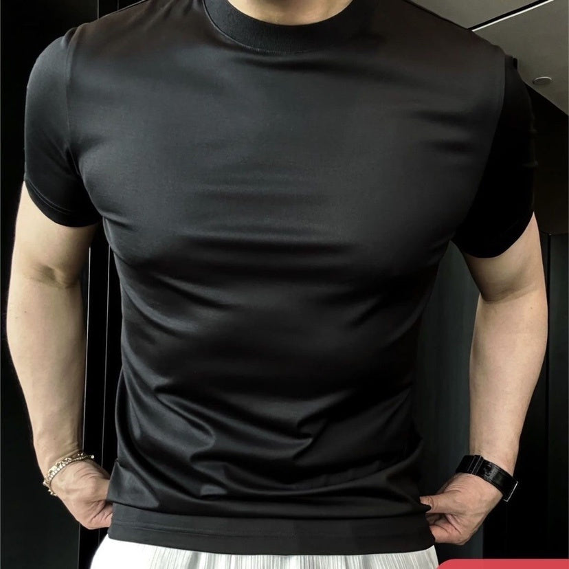 Men’s Ice Silk Soft Breathable Round Neck Short Sleeve T-Shirt – Lightweight Summer Top