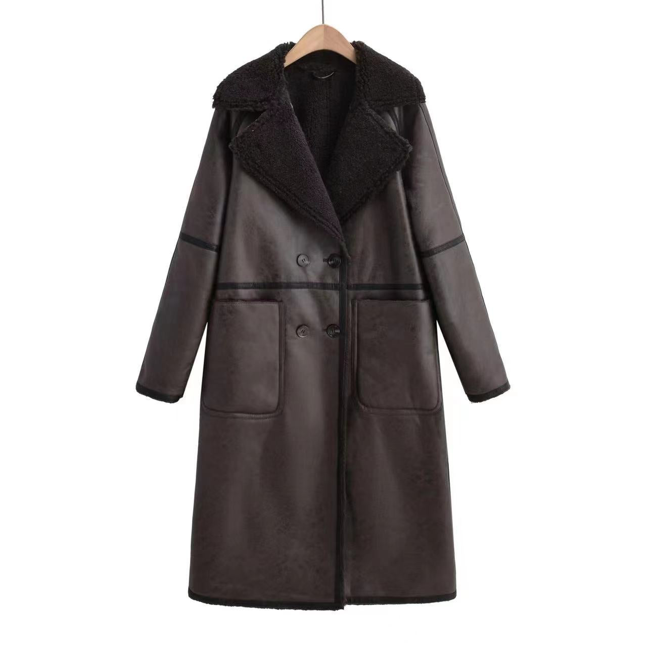 Elegant Winter Belted Trench Coat – Double-Breasted Lapel Windbreaker | Women’s Mid-Length Fashion Overcoat