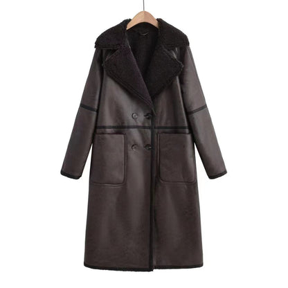 Elegant Winter Belted Trench Coat – Double-Breasted Lapel Windbreaker | Women’s Mid-Length Fashion Overcoat