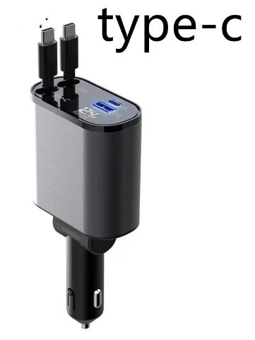 TurboCharge 100W Metal Car Charger – Super Fast USB & Type-C Cigarette Lighter Adapter