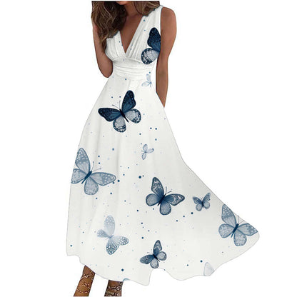 Womens Fashionable Casual V-Neck Sleeveless Dress