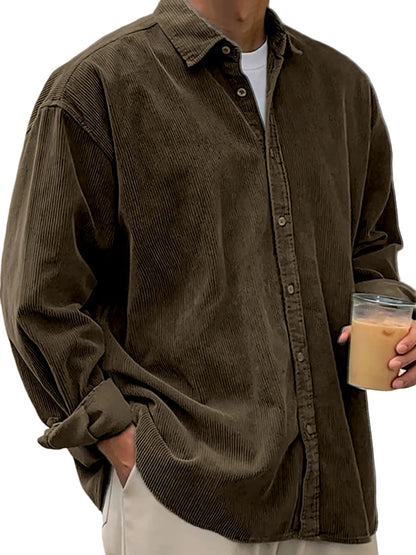 Men’s Casual Loose Thick Shirt Jacket – Autumn & Winter Warm Overshirt Coat